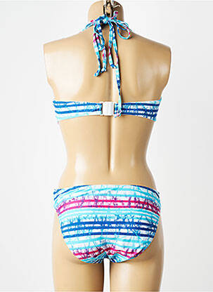 Maillot de bain 2 pièces stretch haut soutien-gorge moulé bleu ROSE POMME femme