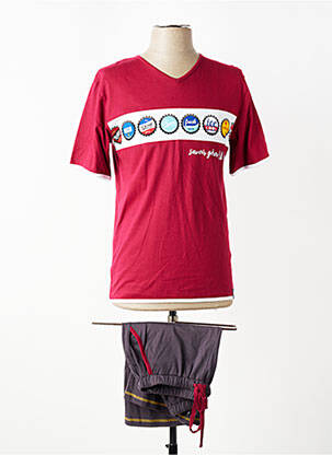 Pyjashort stretch rouge ROSE POMME homme