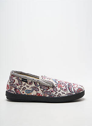 Chaussons/pantoufles impression talon plat jusqu'à 3cm blanc FARGEOT femme