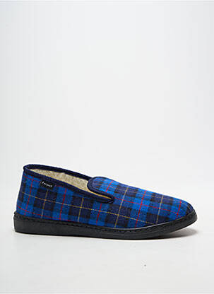 Chaussons/pantoufles bout rond bout rond bleu FARGEOT homme
