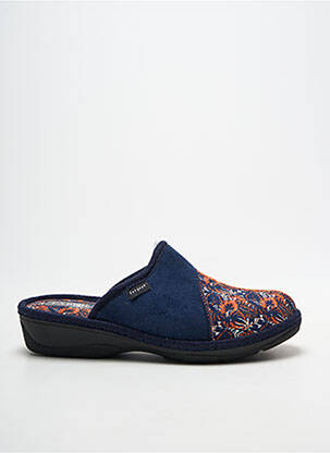 Chaussons/pantoufles bout rond talon de 4 à 6cm bleu FARGEOT femme