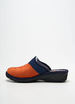 Chaussons/pantoufles bout rond talon de 4 à 6cm bleu FARGEOT femme