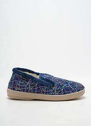 Chaussons/pantoufles bout rond talon plat jusqu'à 3cm bleu FARGEOT femme