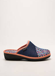 Chaussons/pantoufles bout rond talon de 4 à 6cm bleu FARGEOT femme