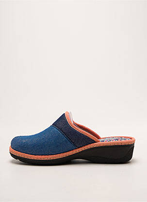 Chaussons/pantoufles bout rond talon de 4 à 6cm bleu FARGEOT femme