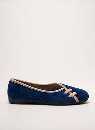 Chaussons/pantoufles tissage velours talon plat jusqu'à 3cm bleu FARGEOT femme