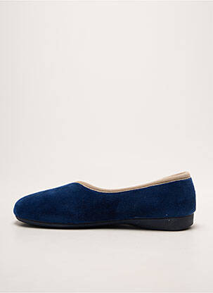 Chaussons/pantoufles tissage velours talon plat jusqu'à 3cm bleu FARGEOT femme