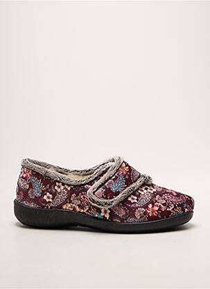 Chaussons/pantoufles fermeture scratch talon plat jusqu'à 3cm violet FARGEOT femme