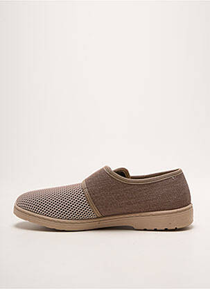 Chaussons/pantoufles fermeture scratch bout rond beige FARGEOT homme