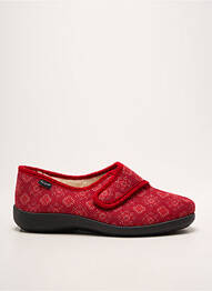 Chaussons/pantoufles fermeture scratch talon plat jusqu'à 3cm rouge FARGEOT femme