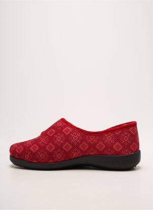 Chaussons/pantoufles fermeture scratch talon plat jusqu'à 3cm rouge FARGEOT femme