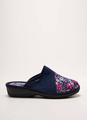 Chaussons/pantoufles bout rond talon de 4 à 6cm bleu FARGEOT femme