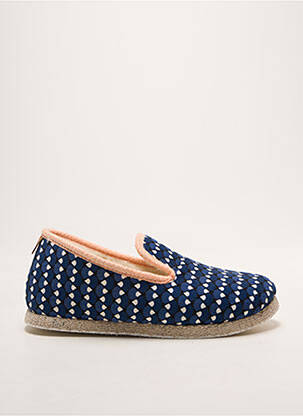 Chaussons/pantoufles bout rond talon plat jusqu'à 3cm bleu CHAUSSE MOUTON femme