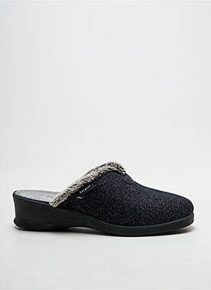 Chaussons/pantoufles tissage satiné talon de 4 à 6cm noir FARGEOT femme