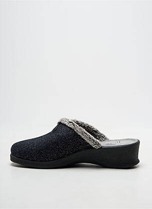 Chaussons/pantoufles tissage satiné talon de 4 à 6cm noir FARGEOT femme