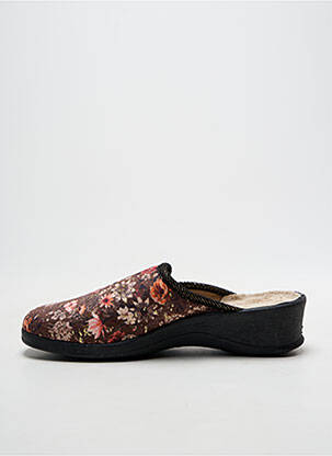 Chaussons/pantoufles tissage satiné talon de 4 à 6cm marron FARGEOT femme