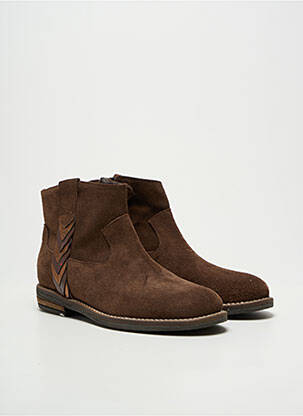 Bottines/boots tissage satiné talon bas marron REQINS fille