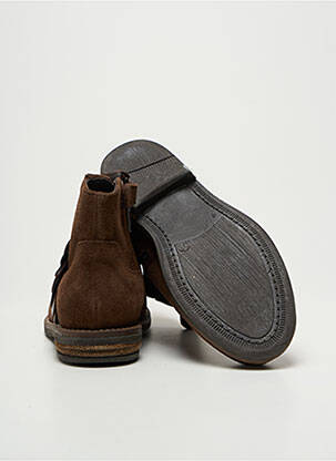 Bottines/boots tissage satiné talon bas marron REQINS fille
