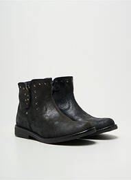 Bottines/boots tissage satiné talon bas noir REQINS fille