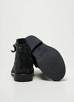 Bottines/boots tissage satiné talon bas noir REQINS fille