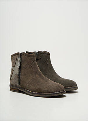 Bottines/boots tissage satiné talon bas vert REQINS fille