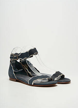 Sandales/nu pieds chiquet talon plat jusqu'à 3cm bleu SMS femme
