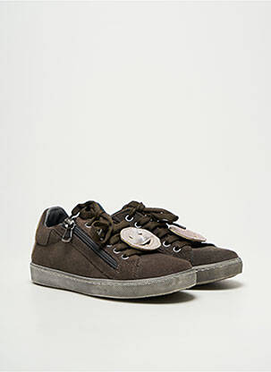 Baskets tissage satiné bout rond gris REQINS fille