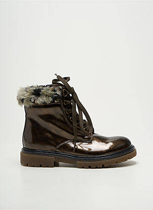 Bottines/boots matière lisse talon bas marron REQINS fille