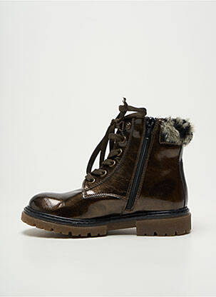 Bottines/boots matière lisse talon bas marron REQINS fille