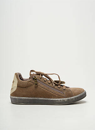 Baskets tissage satiné bout rond marron REQINS fille