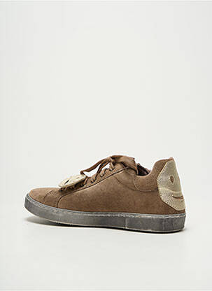 Baskets tissage satiné bout rond marron REQINS fille
