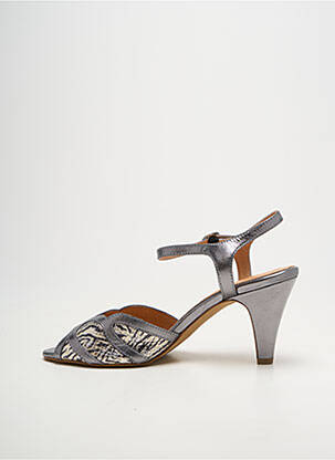 Sandales/nu pieds tissage satiné talon de 7 à 9cm argent EMILIE KARSTON femme