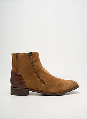 Bottines/boots tissage satiné talon plat jusqu'à 3cm marron MAM'ZELLE femme