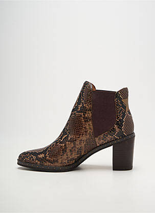 Bottines/boots tissage satiné talon de 7 à 9cm marron MAM'ZELLE femme