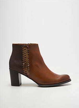 Bottines/boots tissage satiné talon de 4 à 6cm marron MAM'ZELLE femme