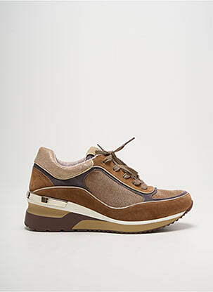 Baskets tissage satiné talon de 4 à 6cm marron MAM'ZELLE femme