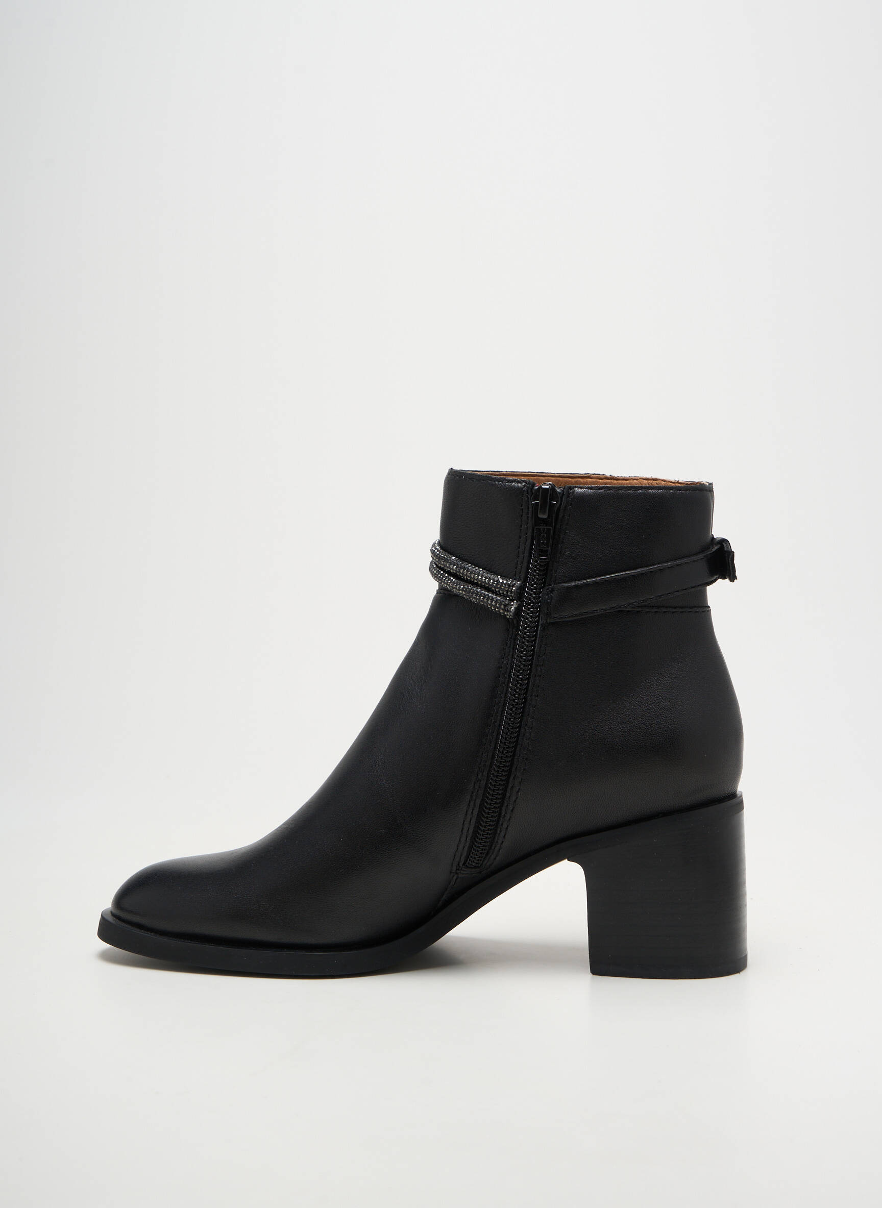 Bottines/boots tissage satiné talon de 4 à 6cm noir MAM'ZELLE femme