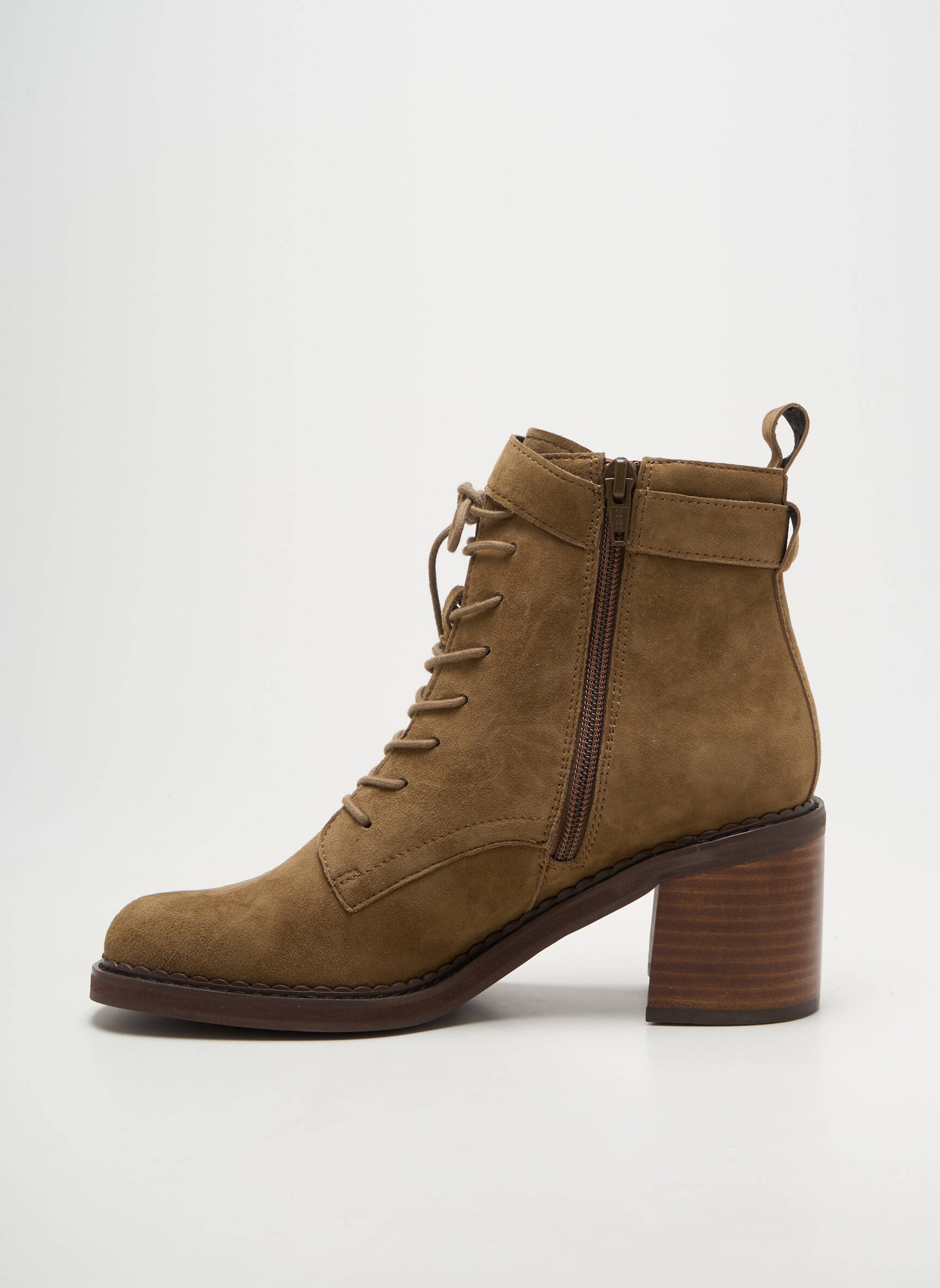 Bottines/boots fermeture zip et lacets talon de 4 à 6cm vert MAM'ZELLE femme