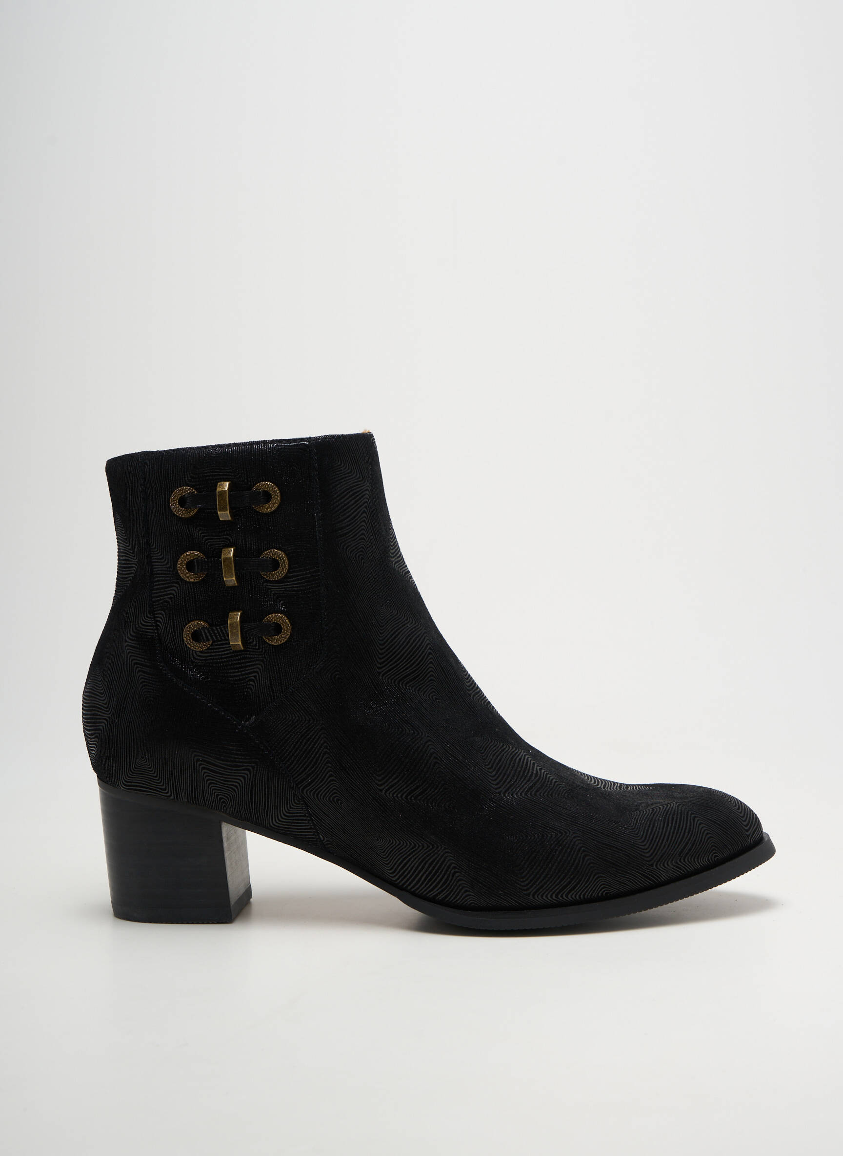 Bottines/boots tissage satiné talon de 4 à 6cm noir MAM'ZELLE femme