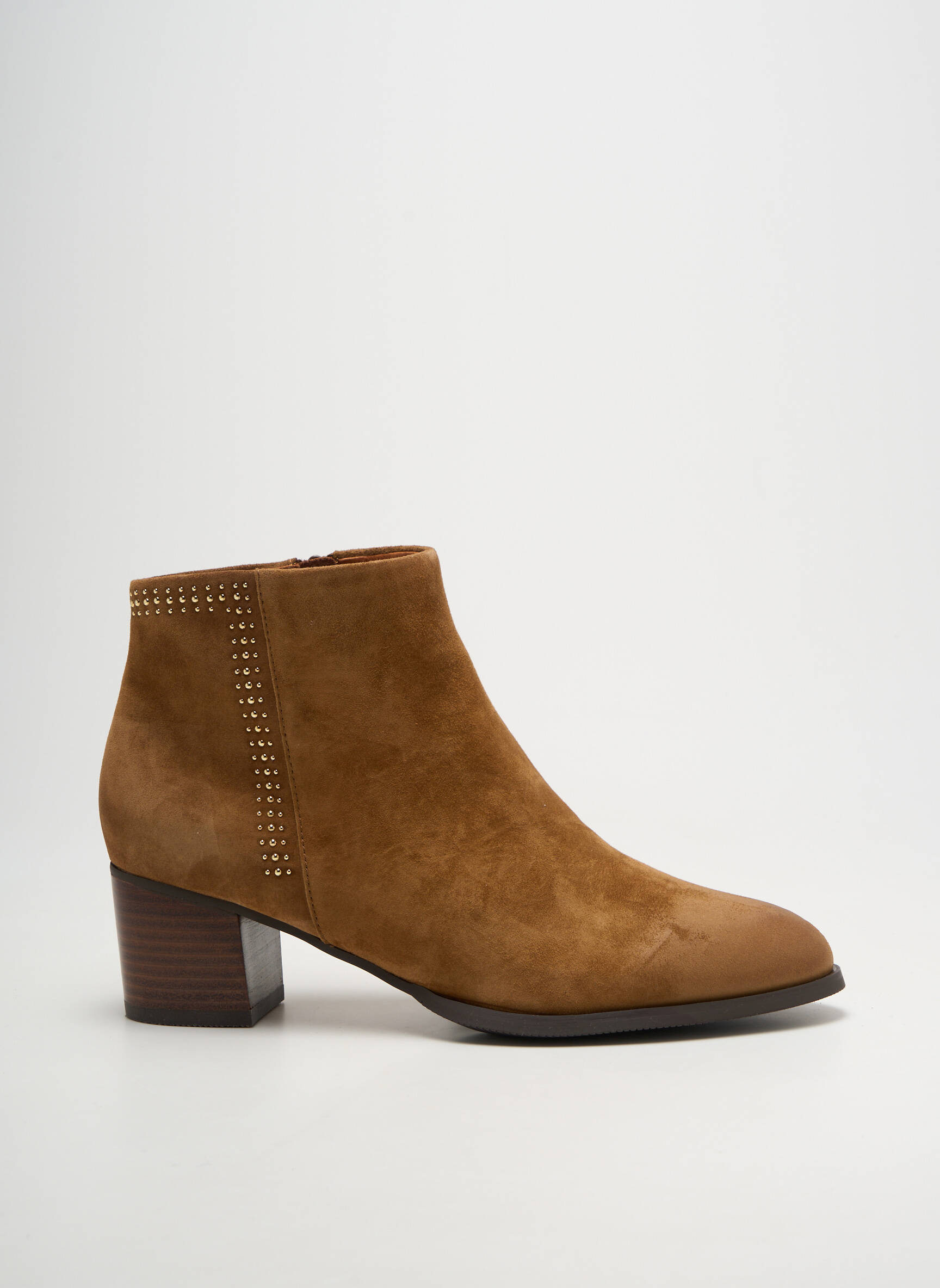 Bottines/boots tissage satiné talon de 4 à 6cm marron MAM'ZELLE femme