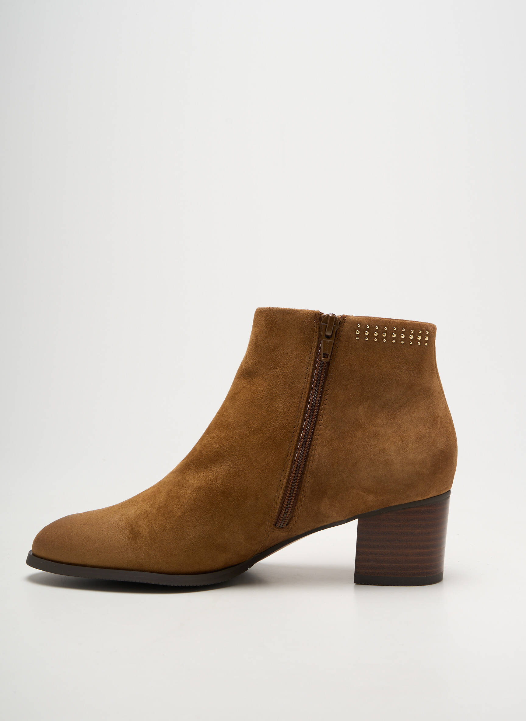 Bottines/boots tissage satiné talon de 4 à 6cm marron MAM'ZELLE femme
