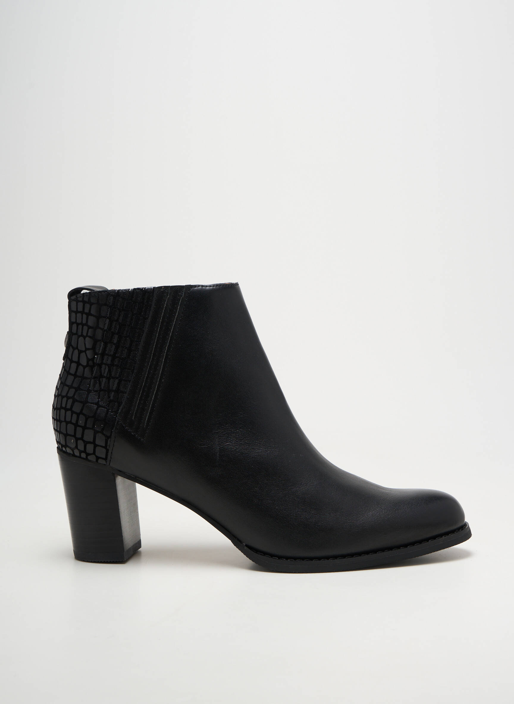 Bottines/boots tissage satiné talon de 7 à 9cm noir MAM'ZELLE femme