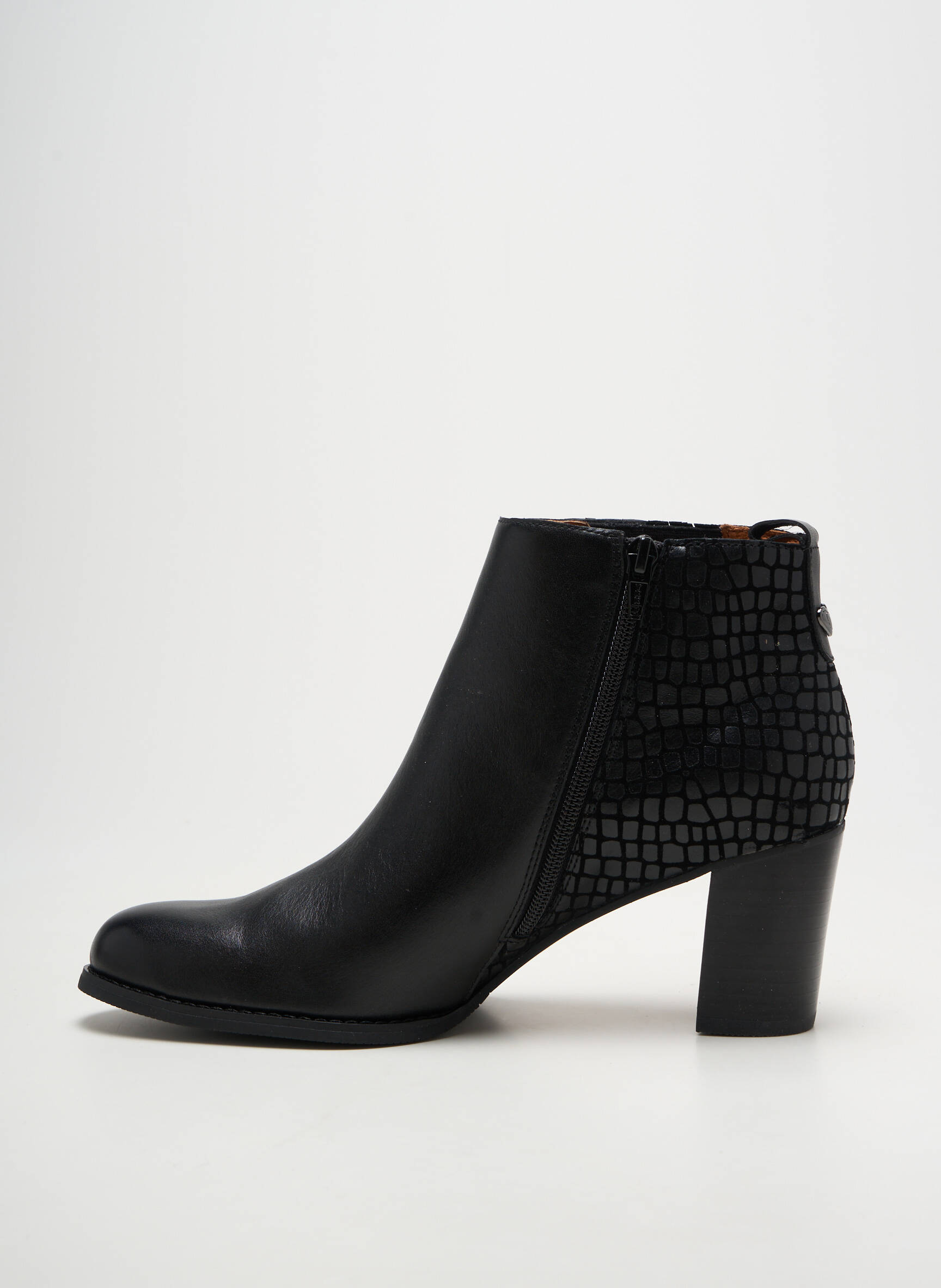 Bottines/boots tissage satiné talon de 7 à 9cm noir MAM'ZELLE femme