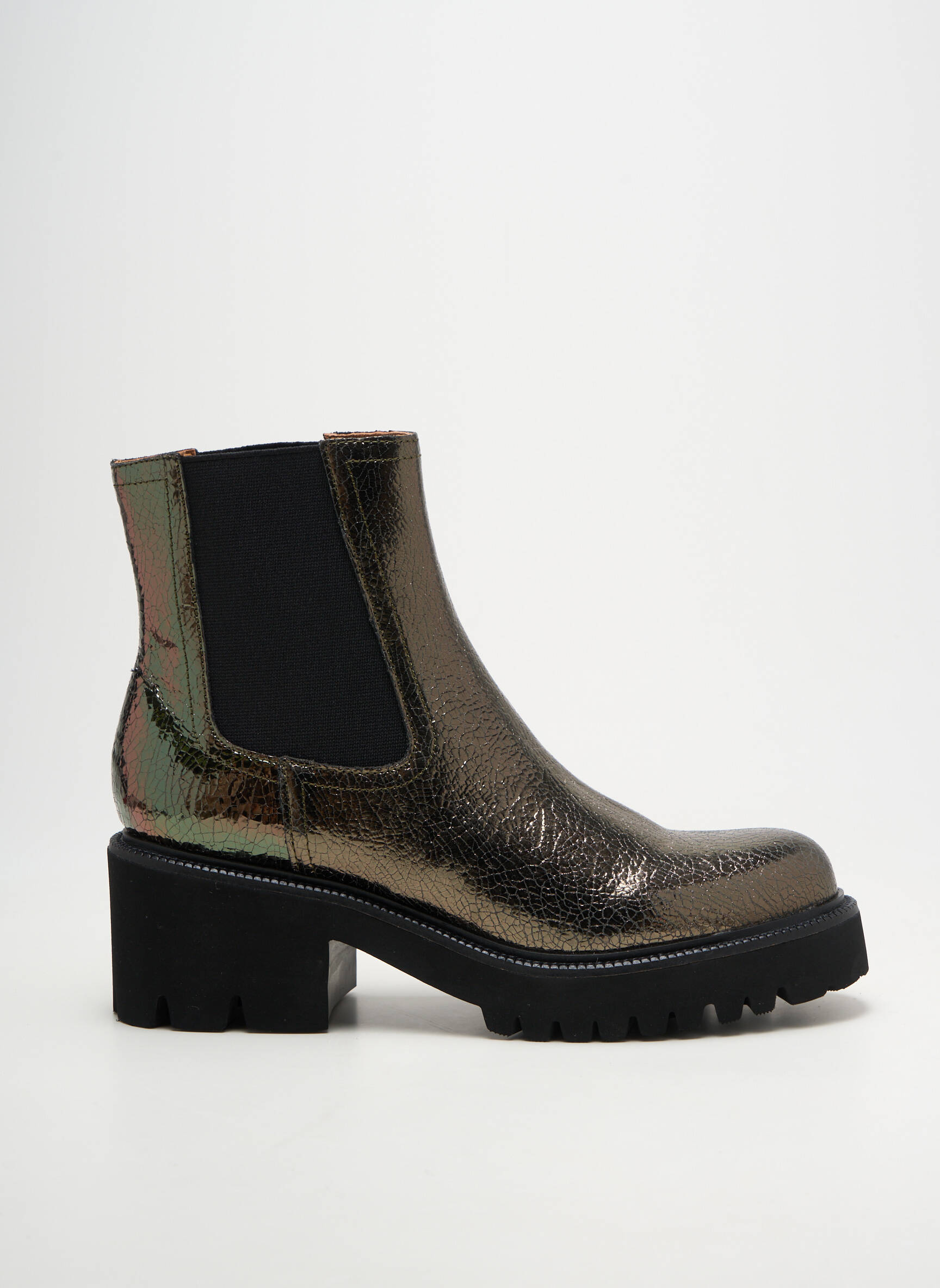 Bottines/boots tissage satiné talon de 4 à 6cm argent MAM'ZELLE femme