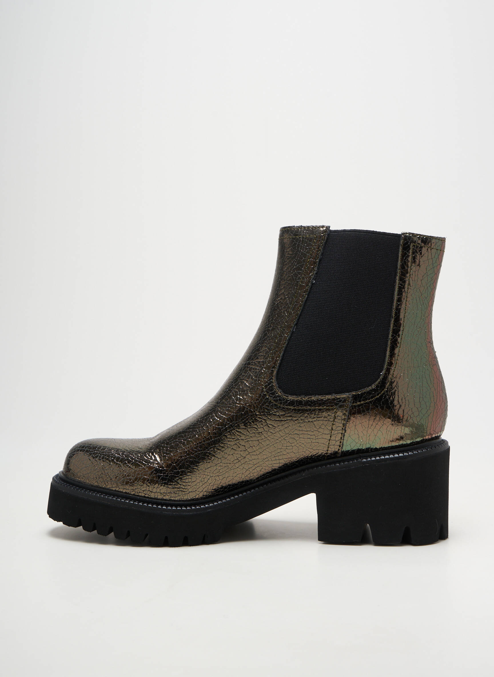 Bottines/boots tissage satiné talon de 4 à 6cm argent MAM'ZELLE femme