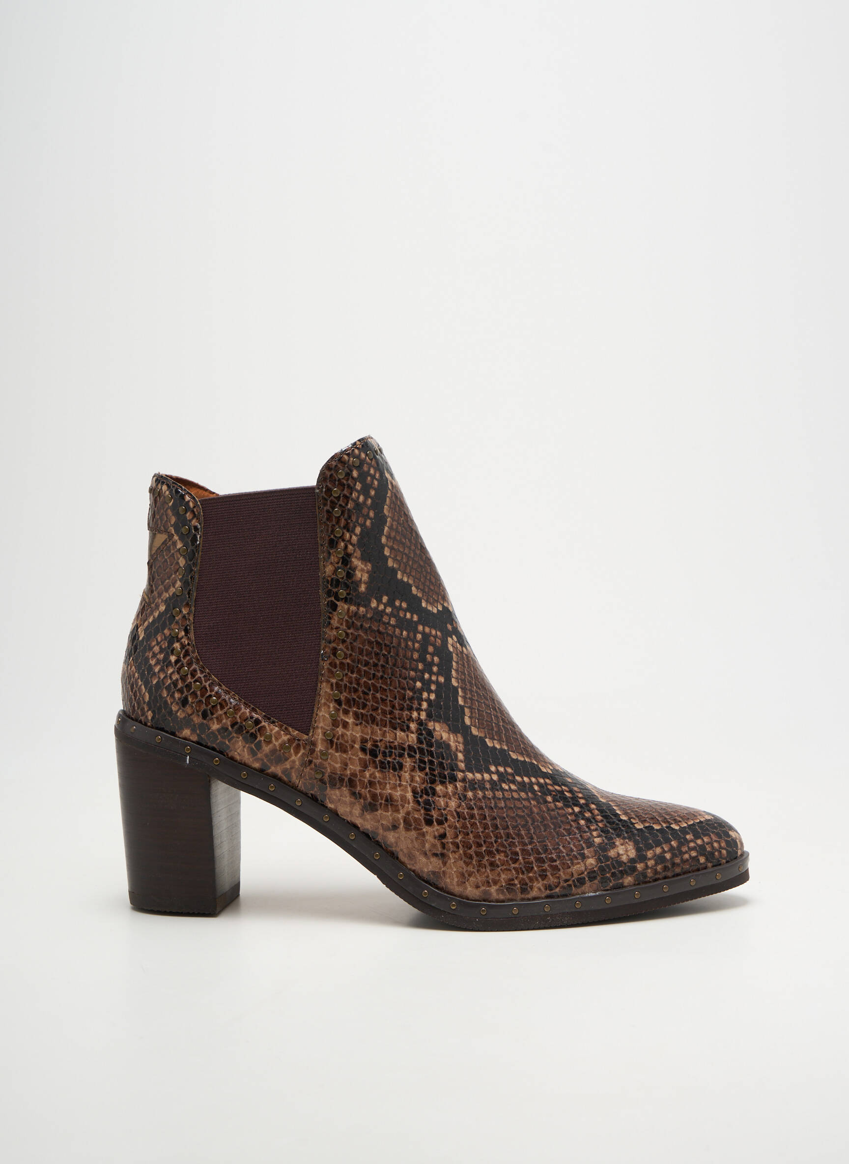 Bottines/boots tissage satiné talon de 7 à 9cm marron MAM'ZELLE femme