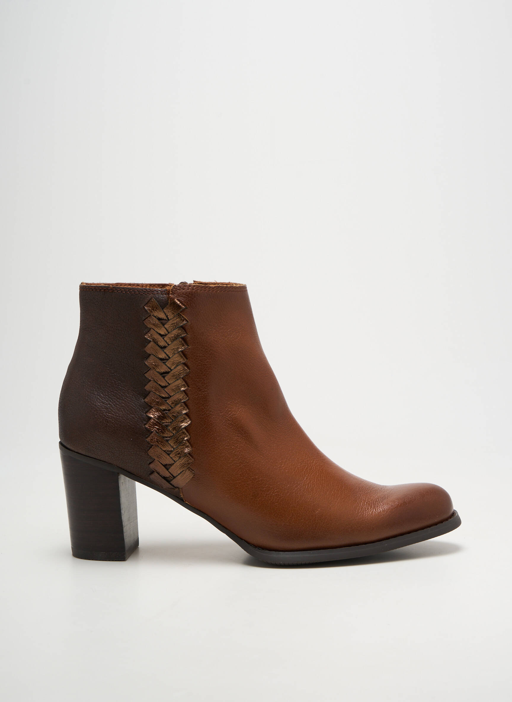 Bottines/boots tissage satiné talon de 4 à 6cm marron MAM'ZELLE femme