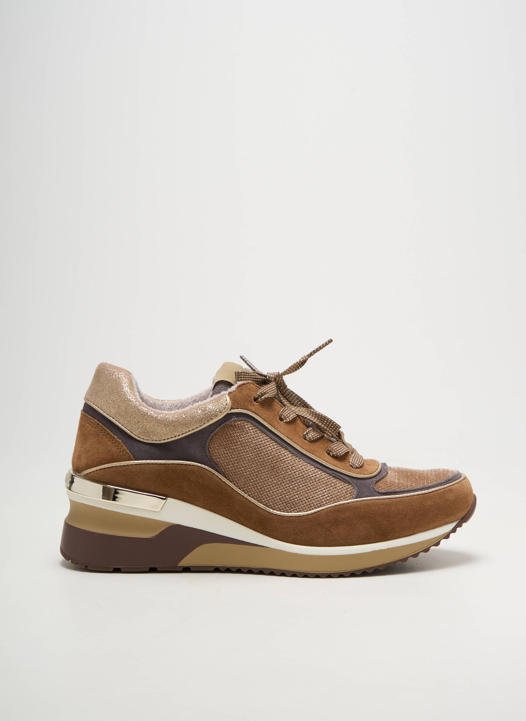 Baskets tissage satiné talon de 4 à 6cm marron MAM'ZELLE femme