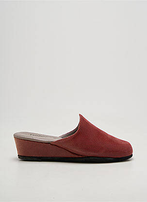 Chaussons/pantoufles tissage satiné talon de 4 à 6cm rouge HELLER femme