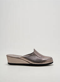 Chaussons/pantoufles tissage satiné talon de 4 à 6cm argent HELLER femme